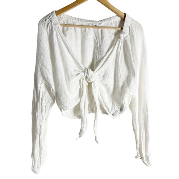 Bella Dahl White 2 Piece Side Slit Tie Front Wide Leg Coastal Beach Pant Top Set - Picture 5 of 11